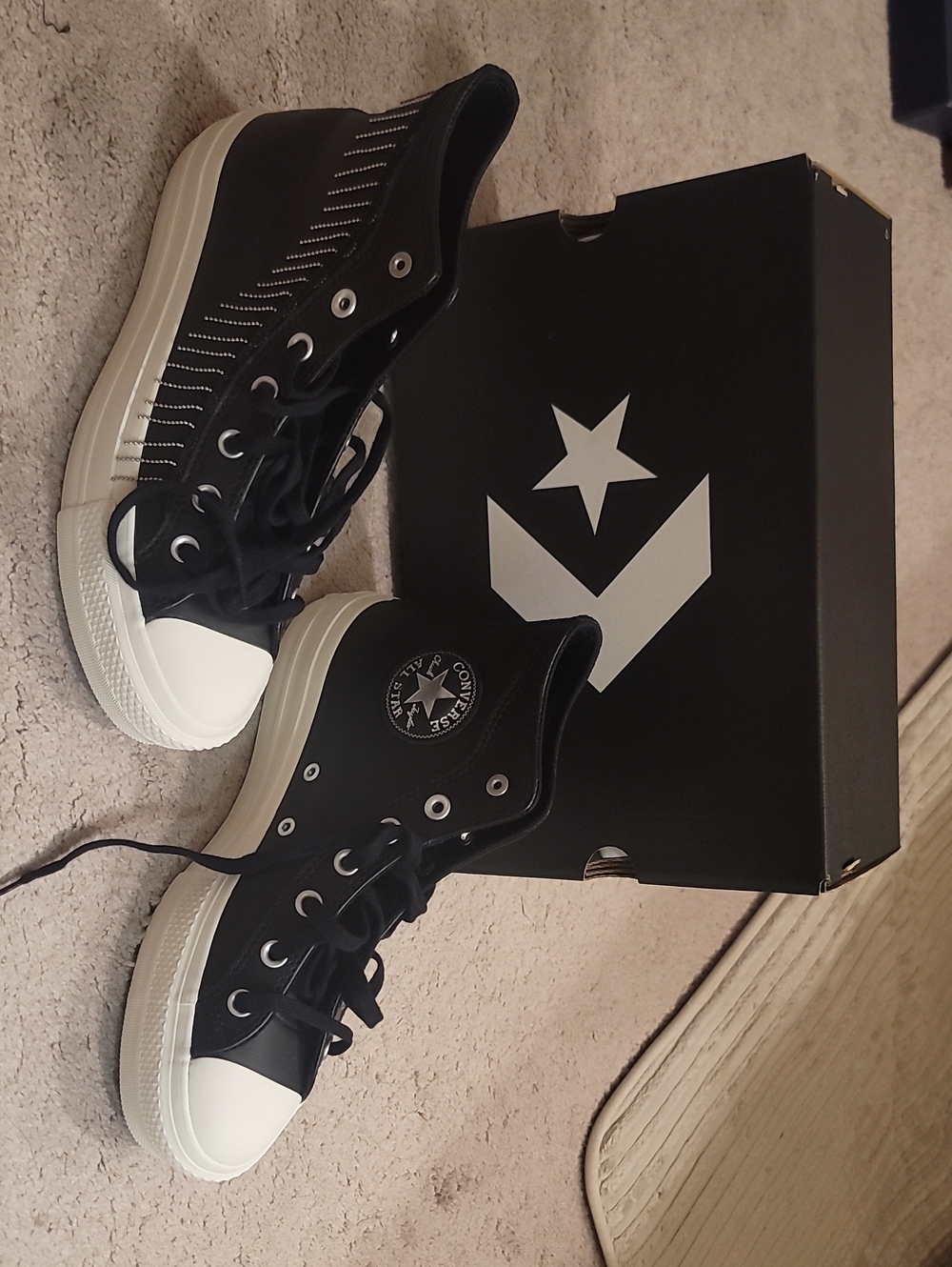 NWT Converse Black & White High Top Sneakers with Stitch Detail